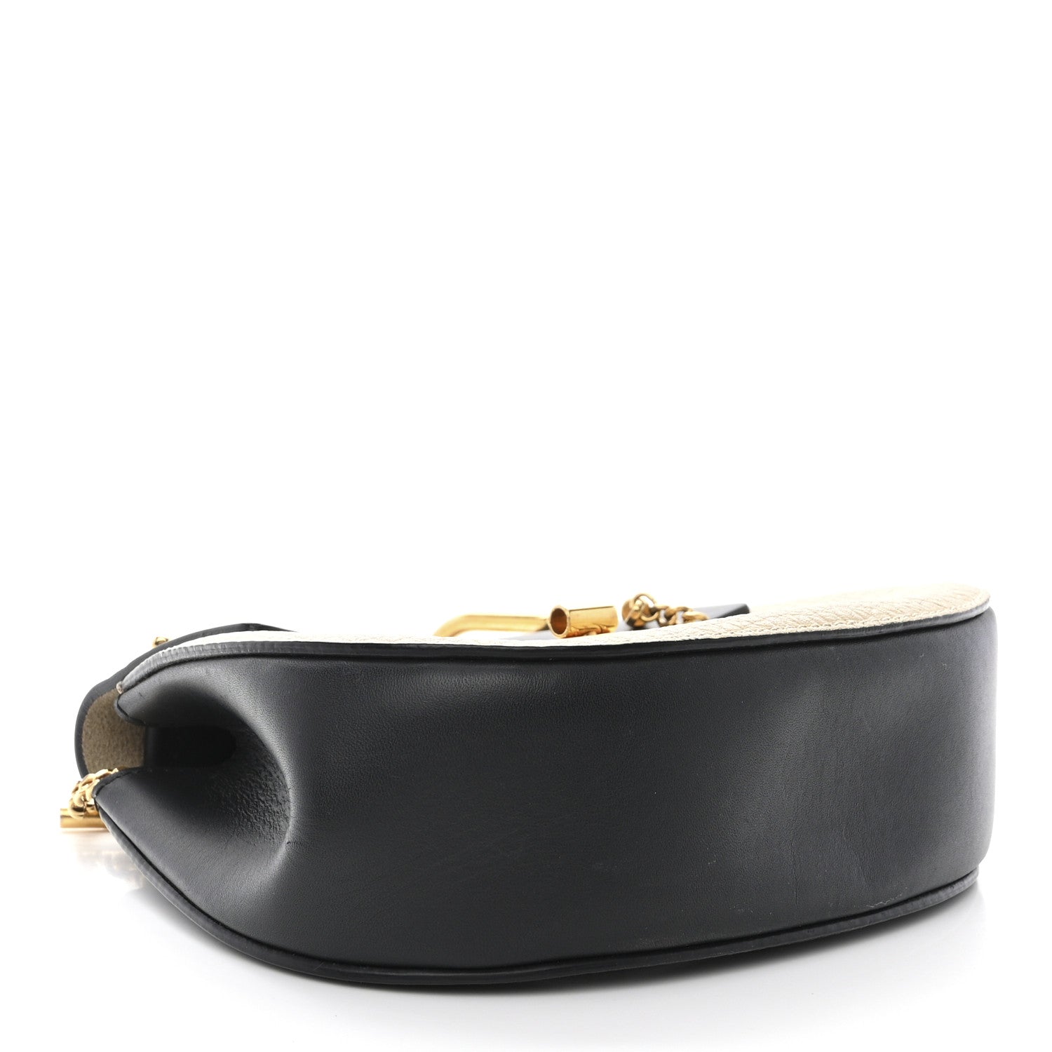 Chloe Grained Calfskin Lambskin Mini Bi-Color Drew Shoulder Bag Ivory Black 4 of 10