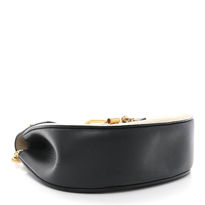 Chloe Grained Calfskin Lambskin Mini Bi-Color Drew Shoulder Bag Ivory Black 4 of 10