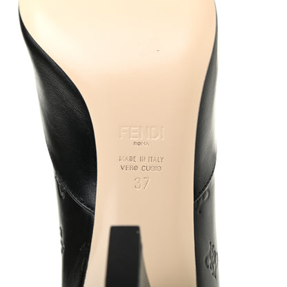 Fendi Vitello Karligraphy Embossed FFreedom Ankle Boots 37 Black 6 of 7