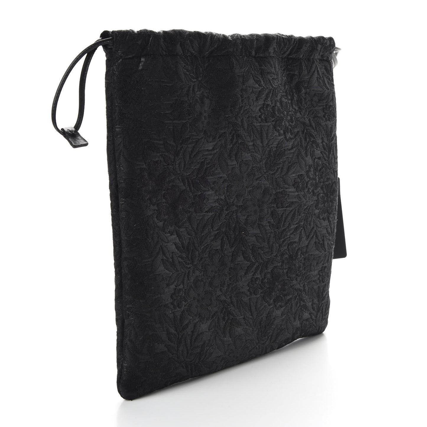 Lace Embroidered Drawstring Pouch Black