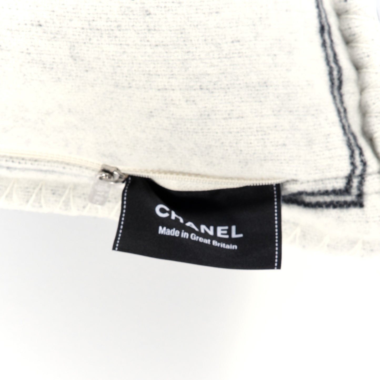 Merino Wool Cashmere CC Pillow Black White