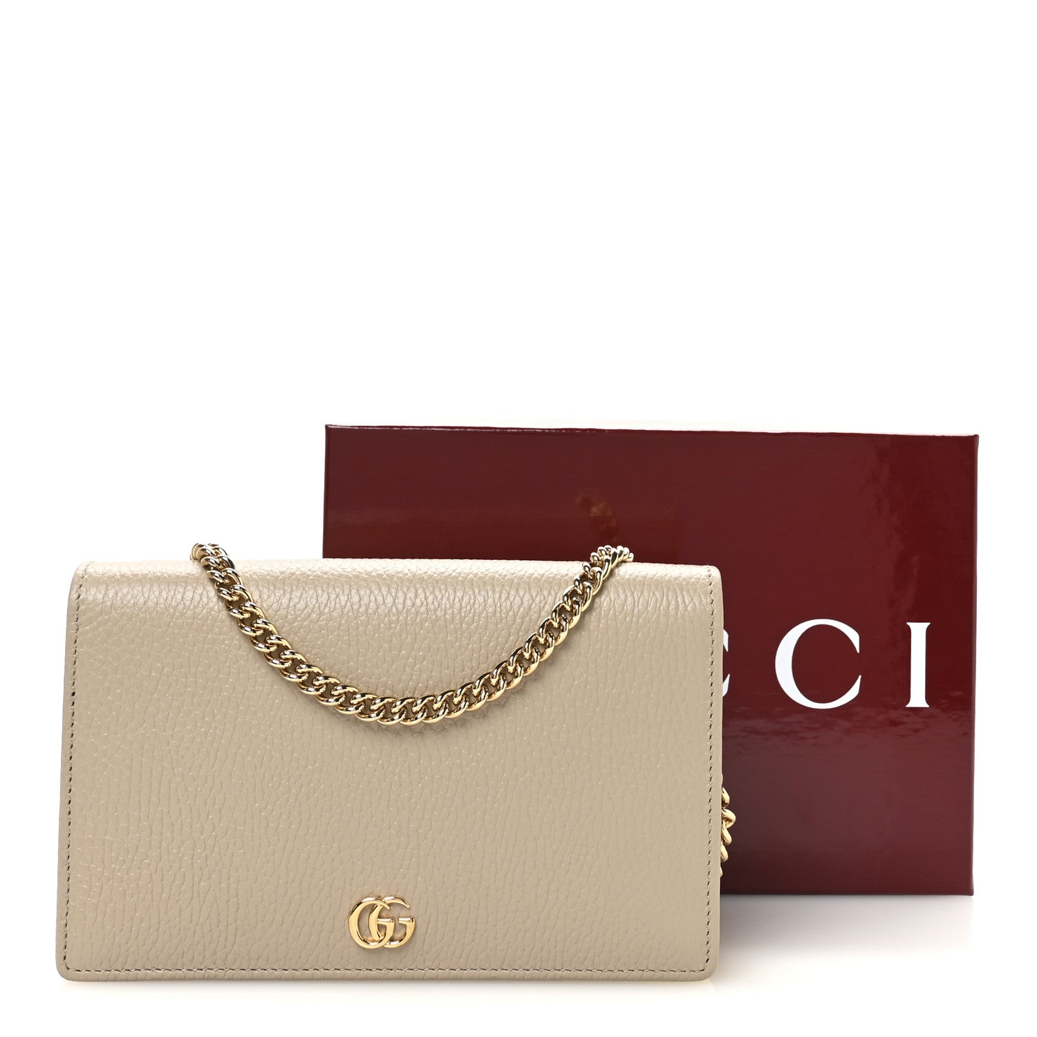Gucci Dollar Calfskin Mini GG Marmont Chain Wallet Taupe Light Yellow 11 of 11