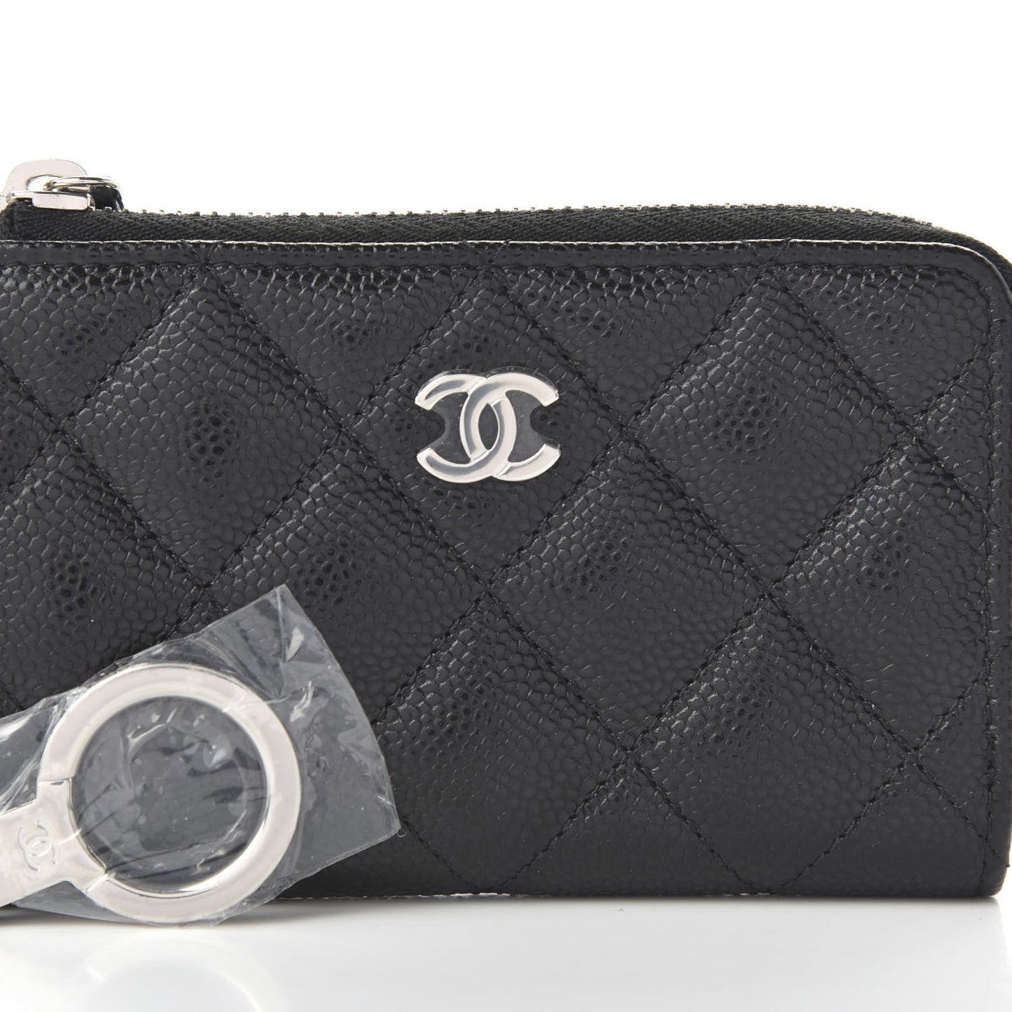 Caviar Quilted Key Holder Case Black