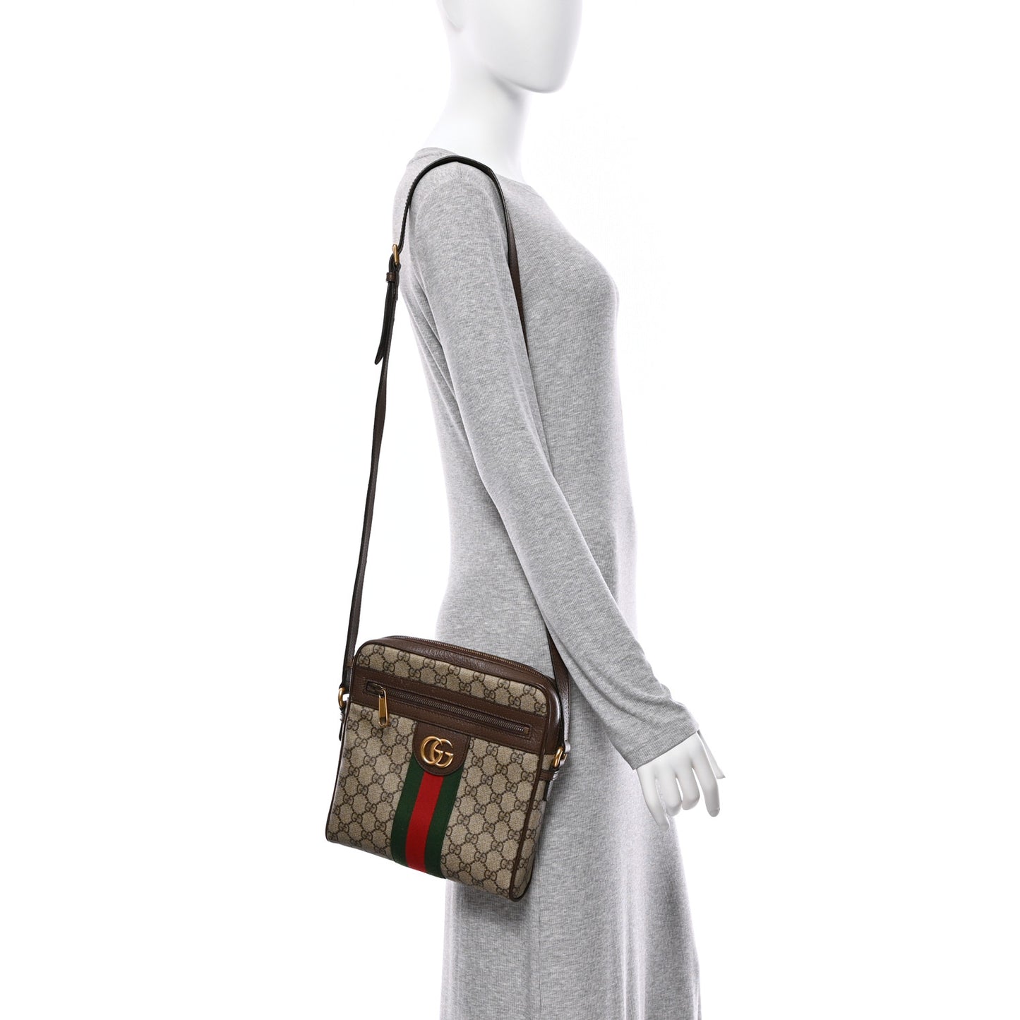 GG Supreme Monogram Web Small Ophidia Messenger Bag Brown