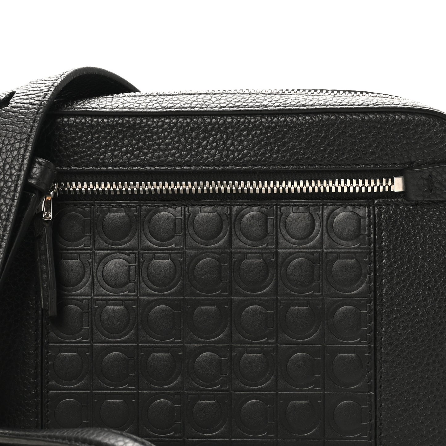 Calfskin Gancini Embossed Belt Bag Black