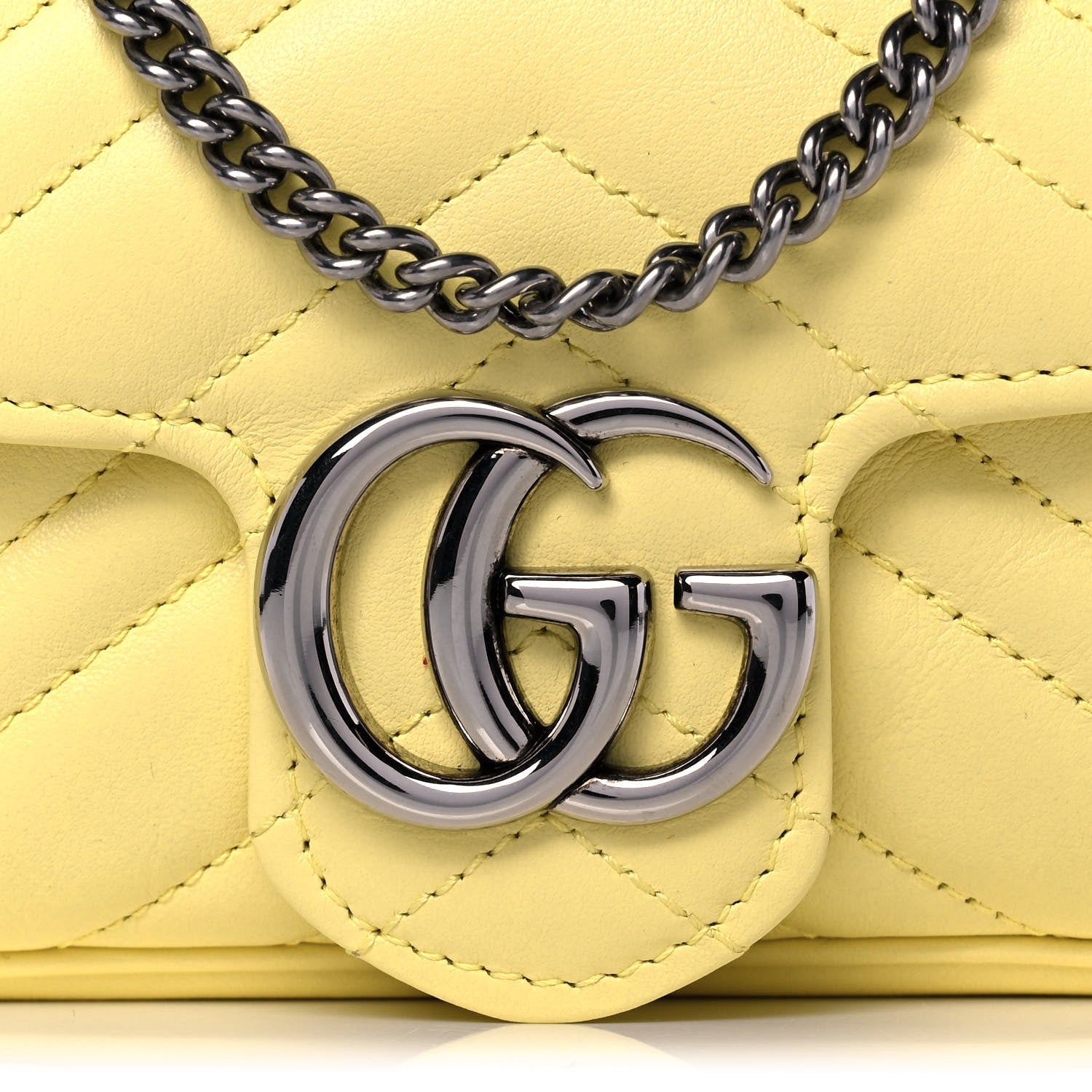 Gucci Calfskin Matelasse Super Mini GG Marmont Shoulder Bag Banana 10 of 11