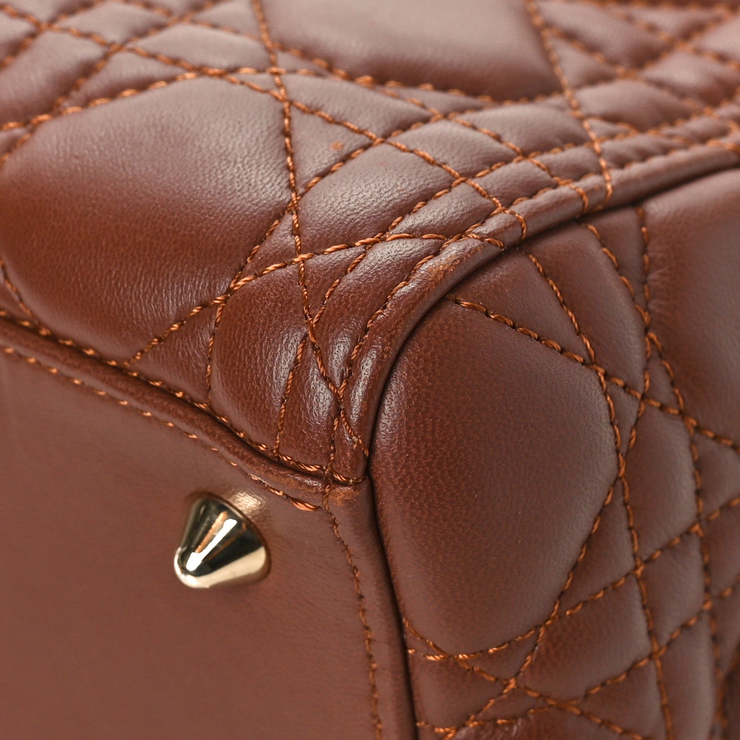 Christian Dior Lambskin Cannage Medium Lady Dior Brown 11 of 15