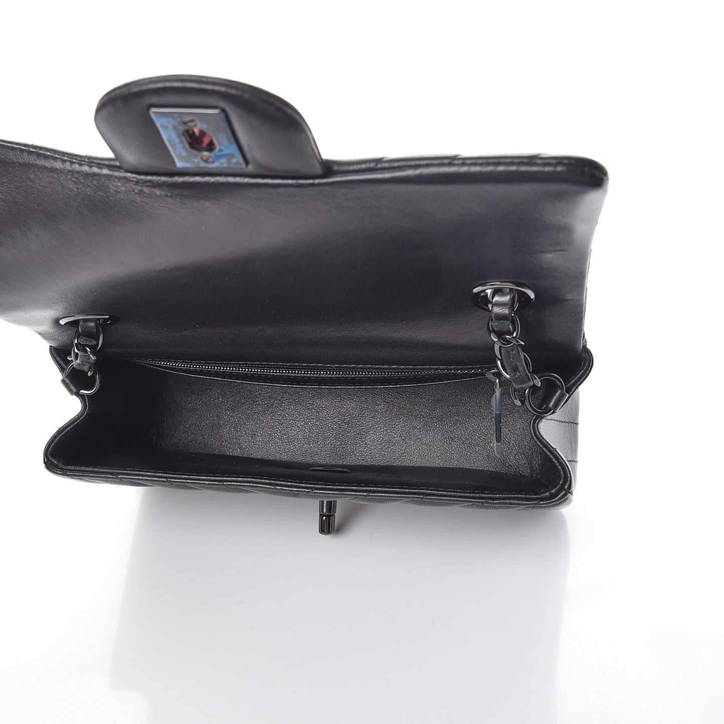 Lambskin Chevron Quilted Mini Rectangular Flap So Black