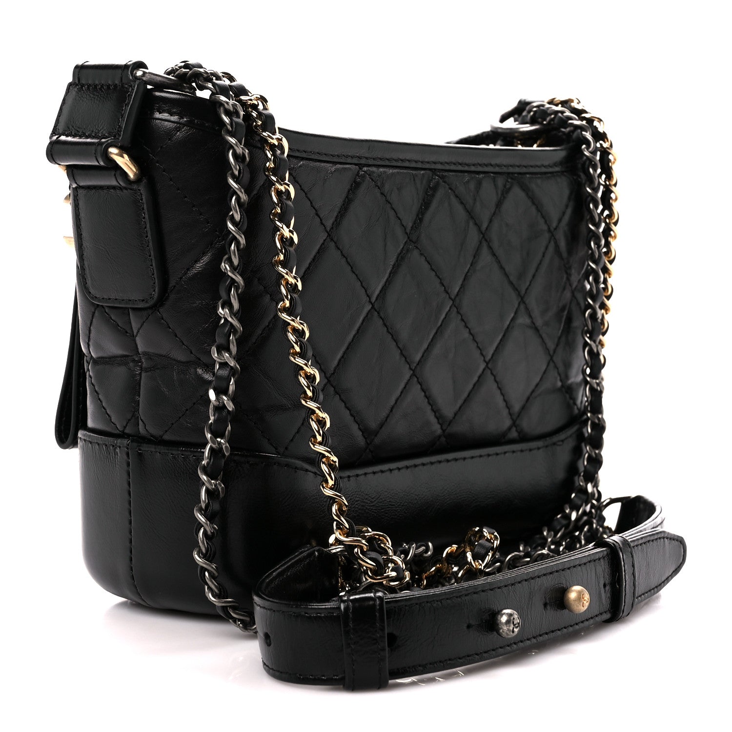 Chanel Aged Calfskin Quilted Small Gabrielle Hobo Black 4 of 12