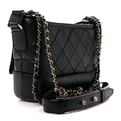 Chanel Aged Calfskin Quilted Small Gabrielle Hobo Black 4 of 12