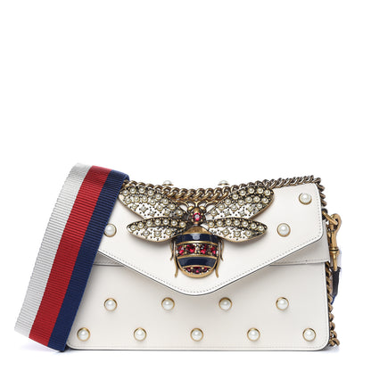 Gucci Nappa Pearl Studded Mini Queen Margaret Broadway Shoulder Bag Mystic White 1 of 9