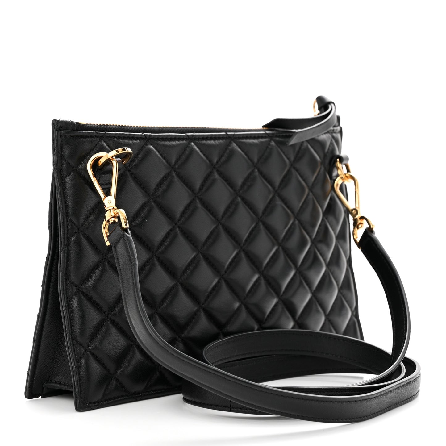 Calfskin Quilted Small Tribute Icon Pouch Black