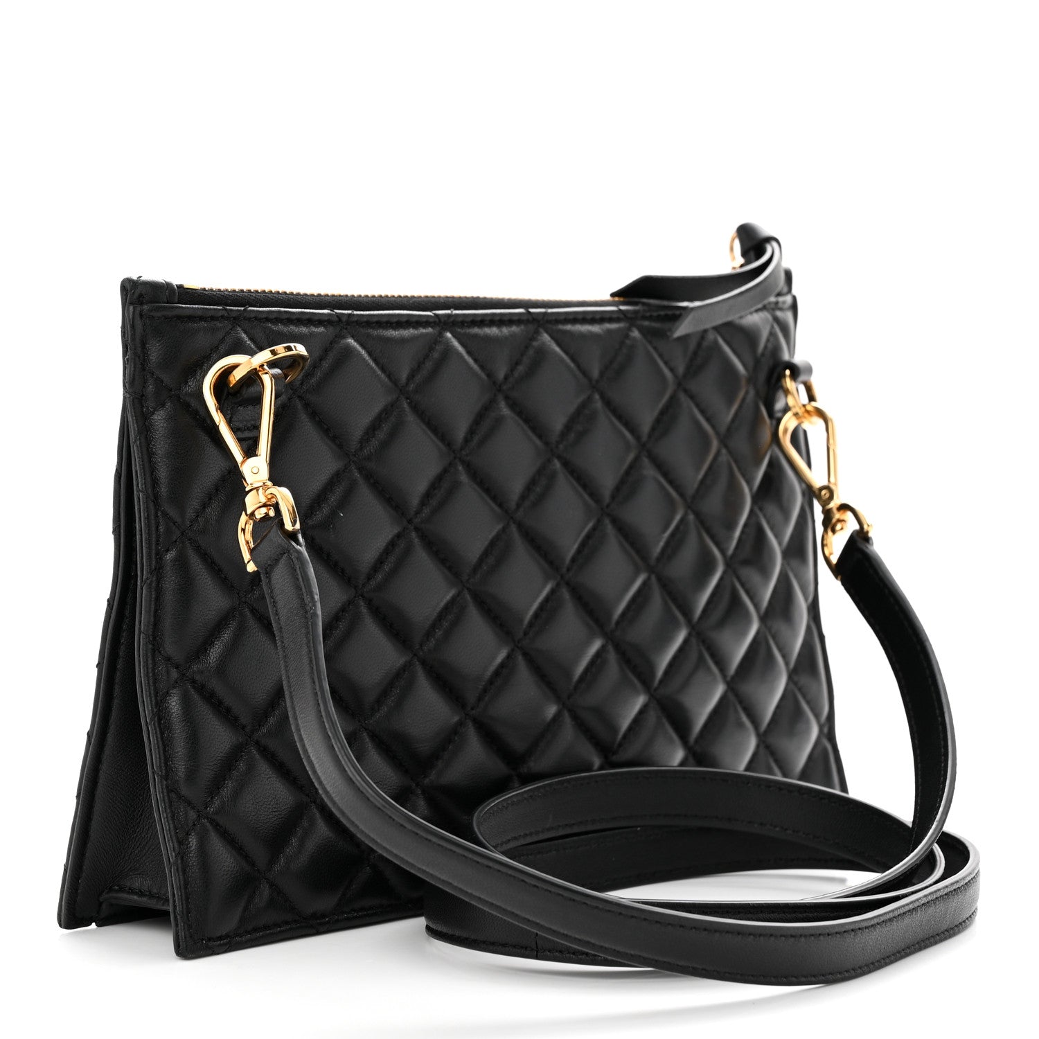 Versace Calfskin Quilted Small Tribute Icon Pouch Black 3 of 9