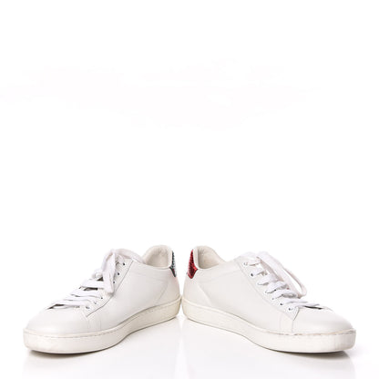 Gucci Calfskin Web Crystal Womens Mouth Ace Sneakers 37 White 5 of 17