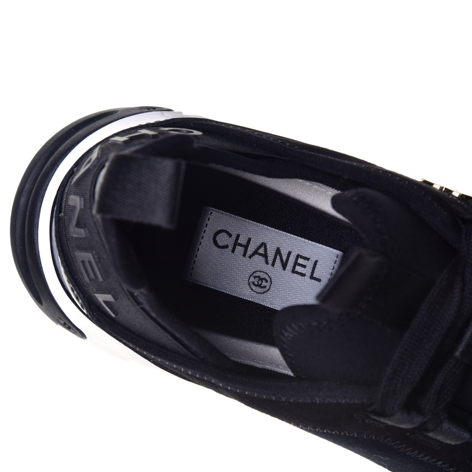 Chanel Velvet Calfskin Mixed Fibers CC Sneakers 40 Black 8 of 10