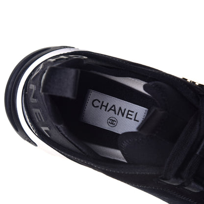 Chanel Velvet Calfskin Mixed Fibers CC Sneakers 40 Black 8 of 10