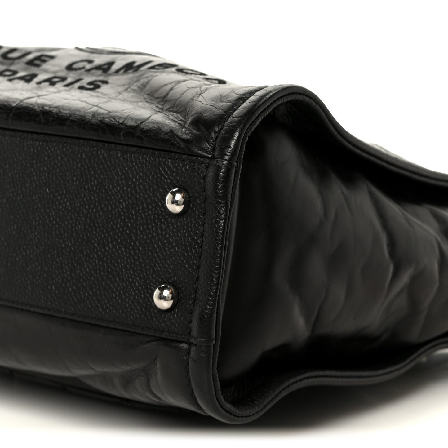 Glazed Calfskin Mini Deauville Tote Black
