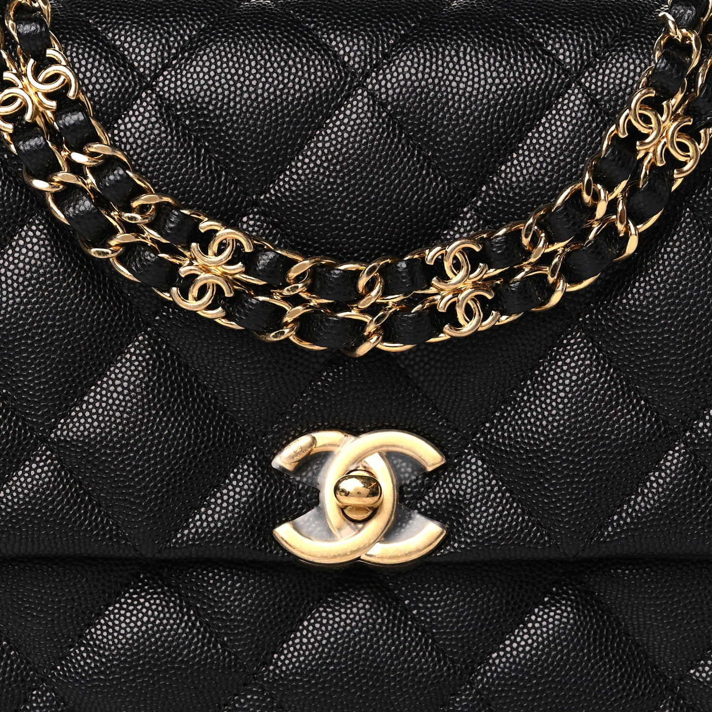 Caviar Quilted Coco First Flap Black