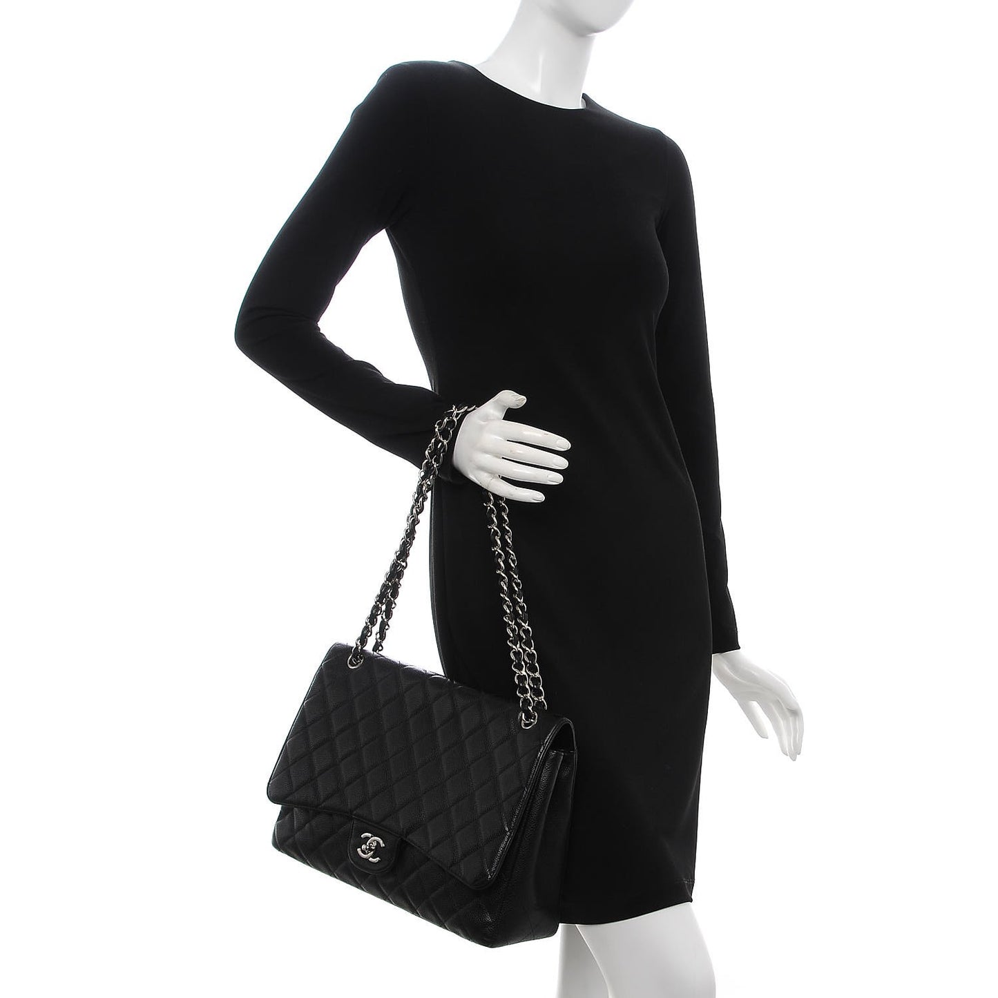 Caviar Quilted Maxi Single Flap Black