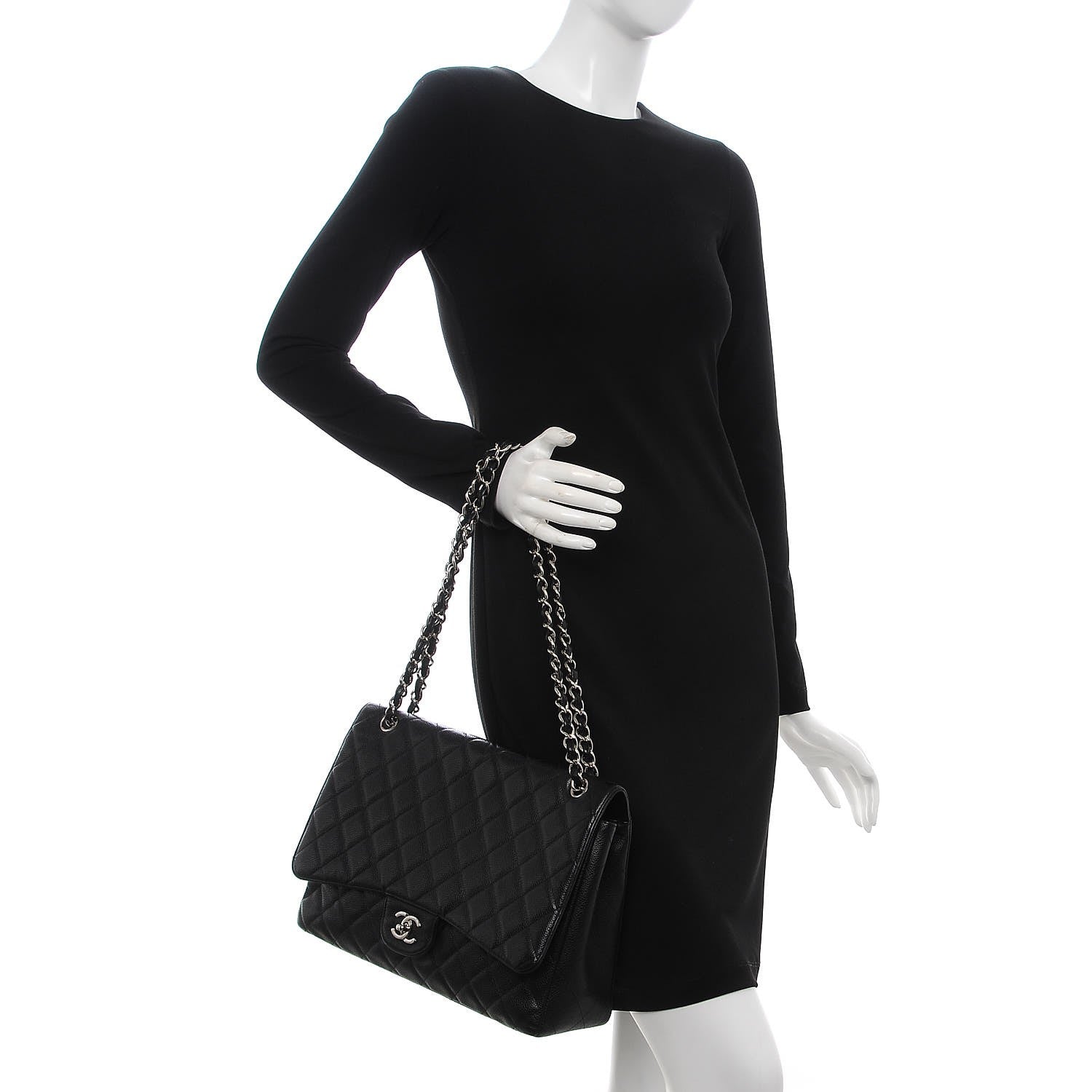 Chanel Caviar Quilted Maxi Single Flap Black 2 of 12