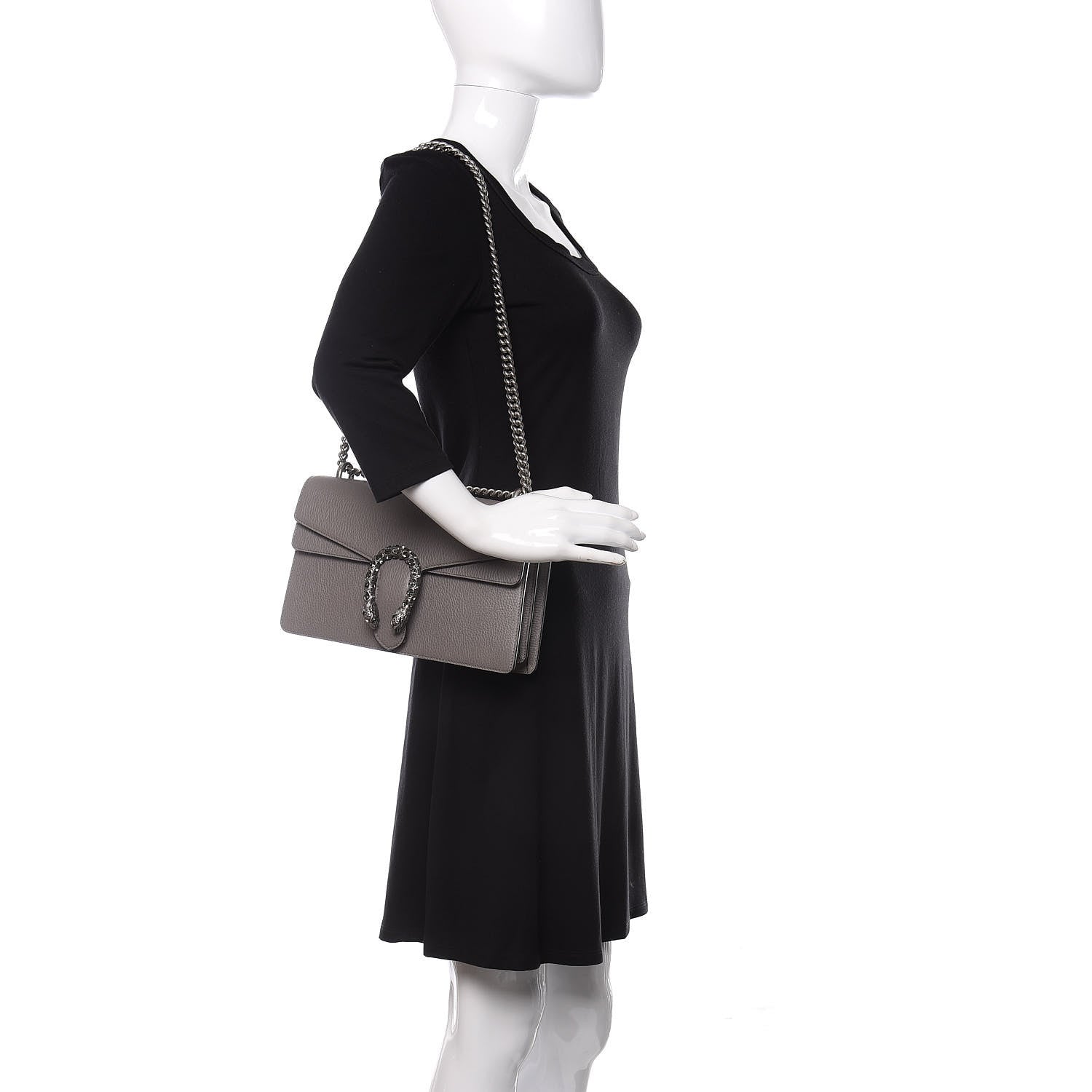 Gucci Pebbled Calfskin Small Dionysus Shoulder Bag Dusty Grey 2 of 10