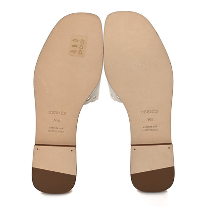 Hermes Calfskin Chaine d'Ancre Gaelle Sandals 39.5 White 5 of 8