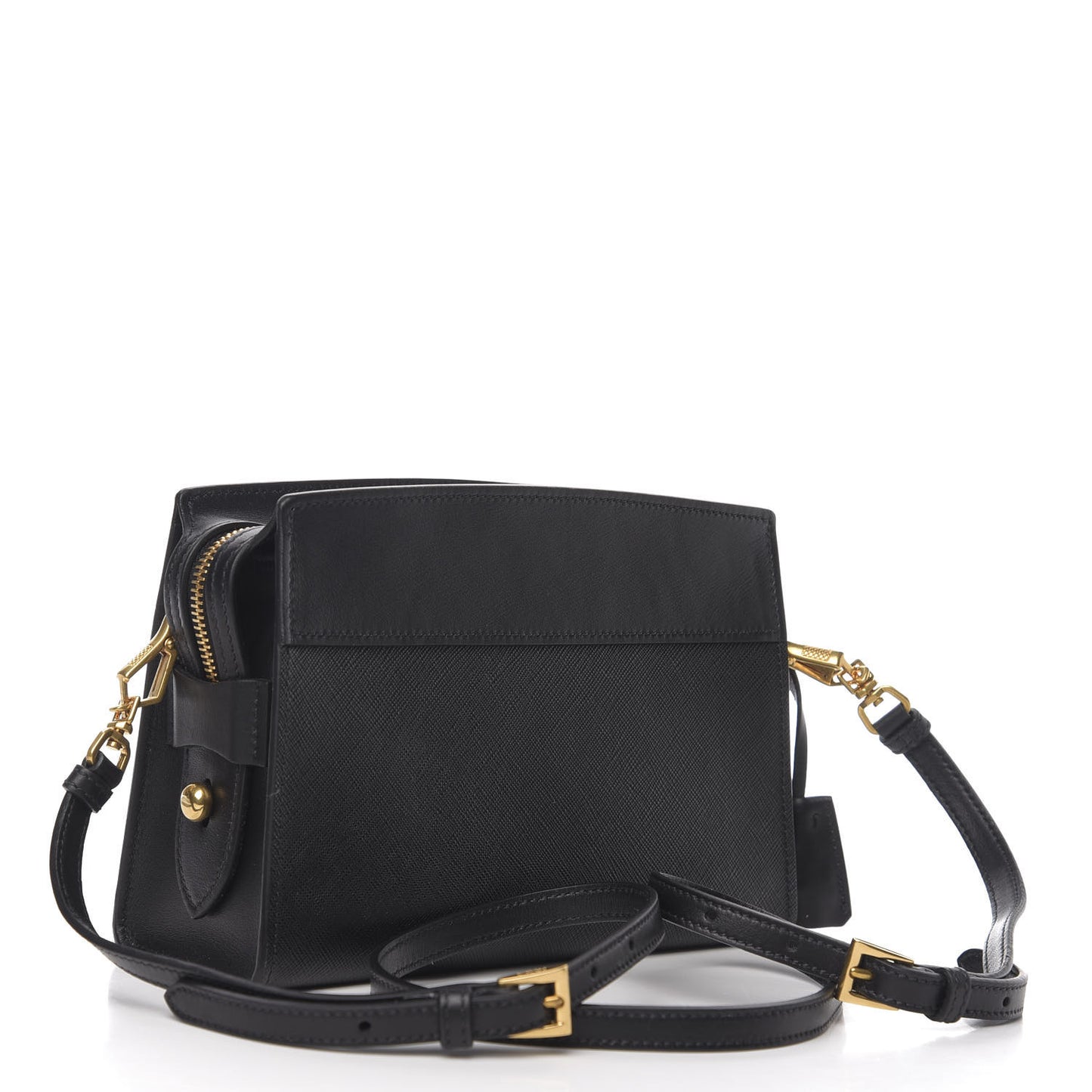 Saffiano City Calfskin Esplanade Crossbody Bag Black
