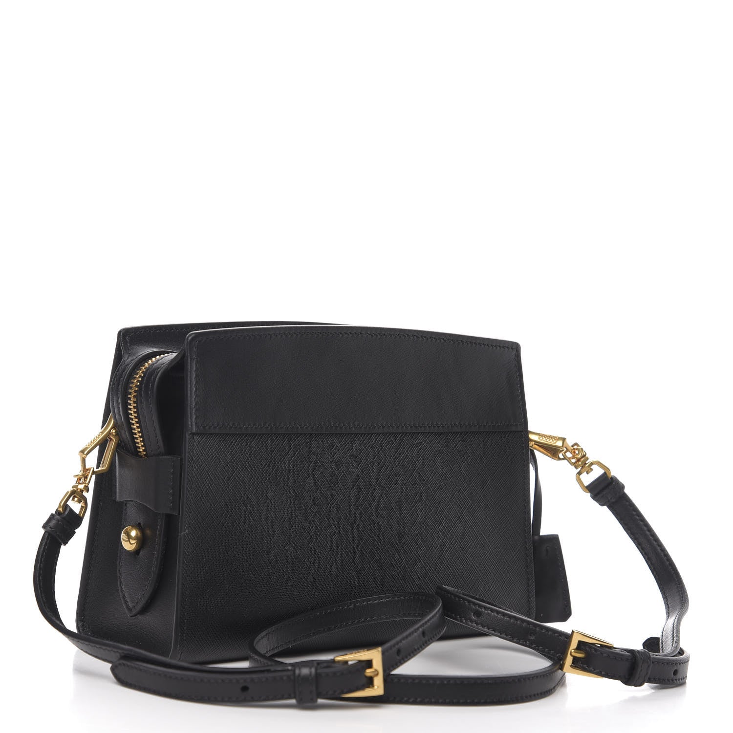 Prada Saffiano City Calfskin Esplanade Crossbody Bag Black 2 of 8
