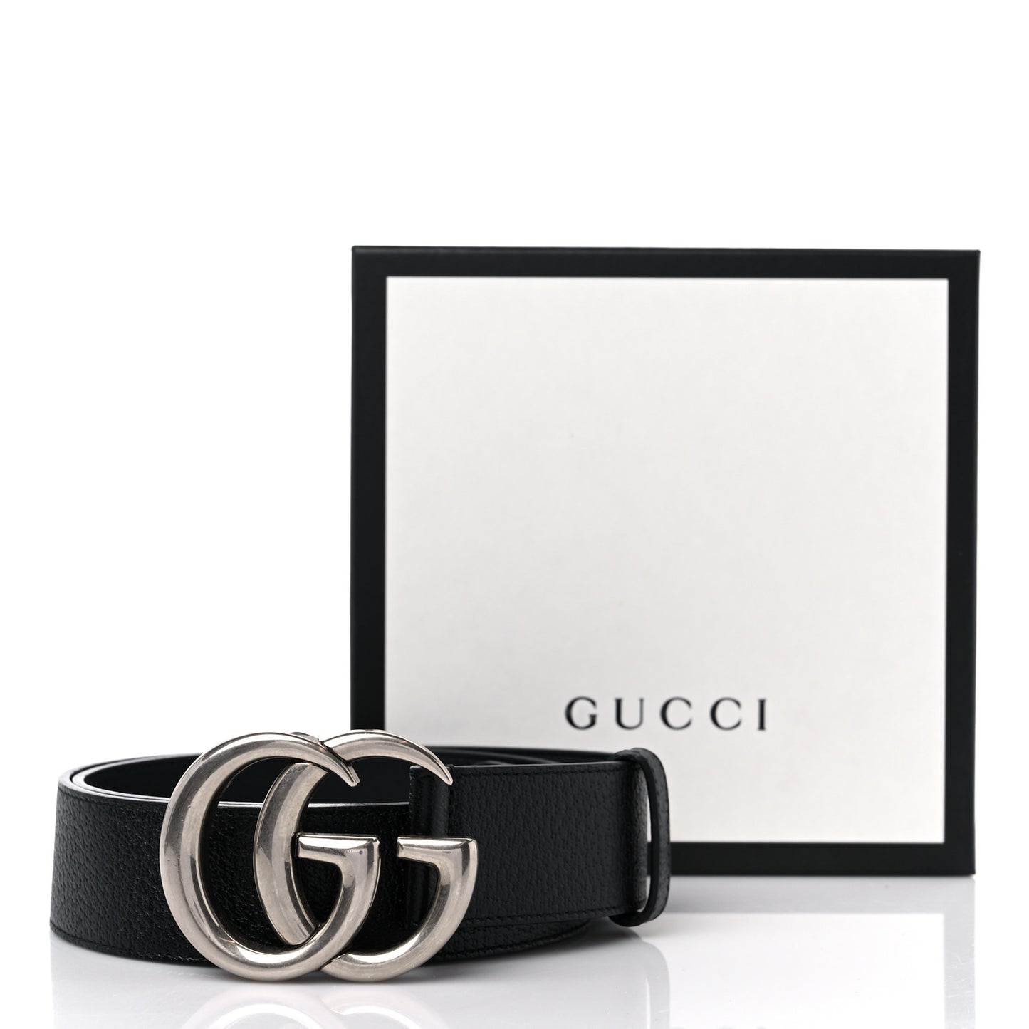 Textured Dollar Calfskin Nickel Double G 40mm Belt 90 36 Black