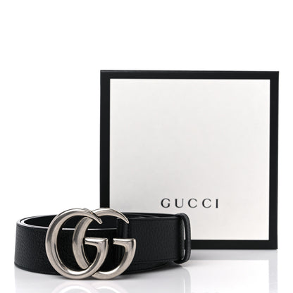 Gucci Textured Dollar Calfskin Nickel Double G 40mm Belt 90 36 Black 6 of 6