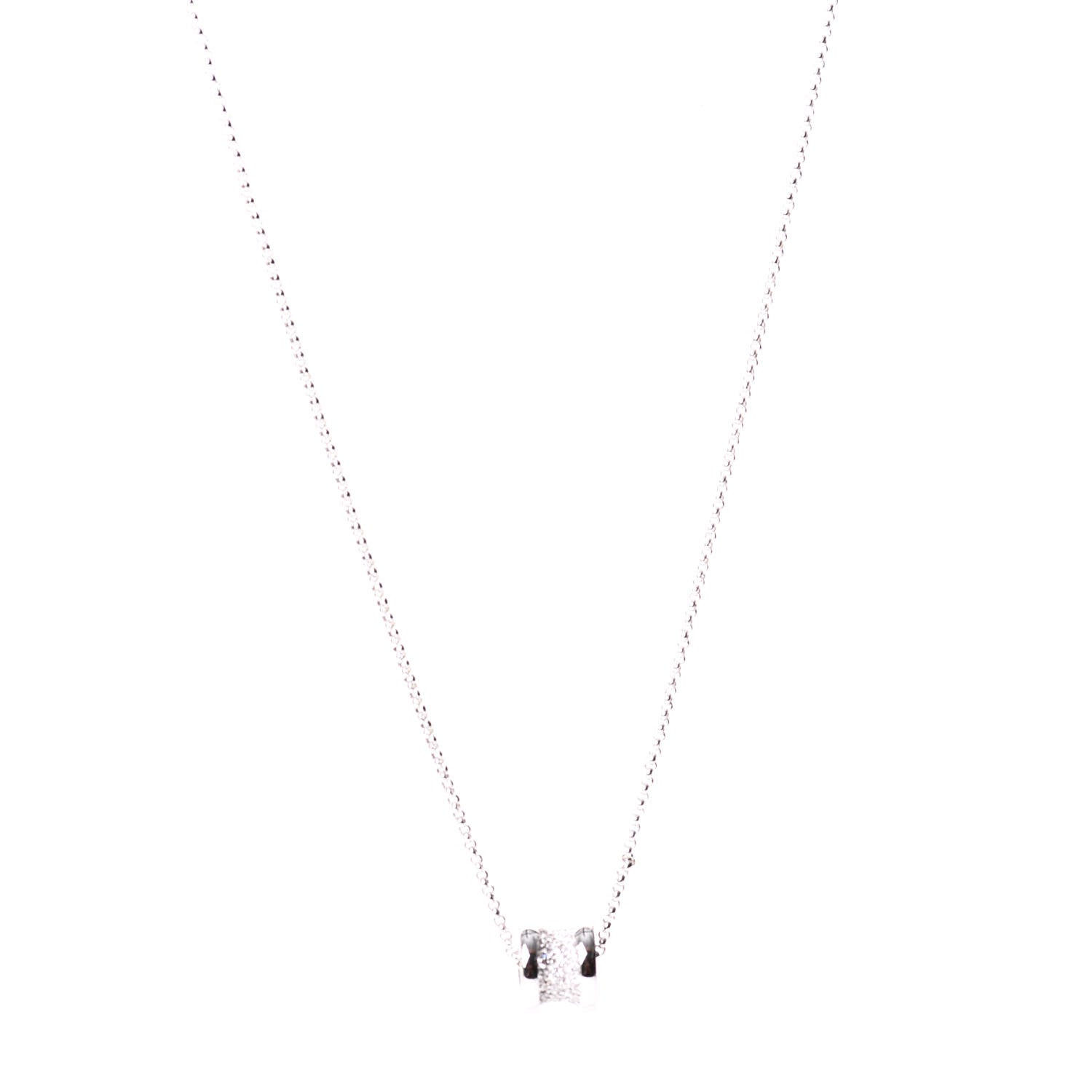 Bulgari 18K White Gold Diamond Small B.Zero1 Pave Pendant Necklace 1 of 7