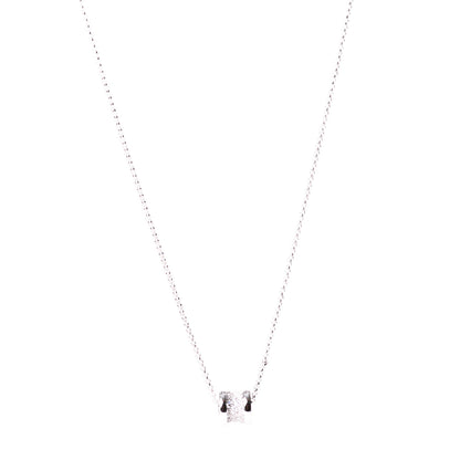 Bulgari 18K White Gold Diamond Small B.Zero1 Pave Pendant Necklace 1 of 7