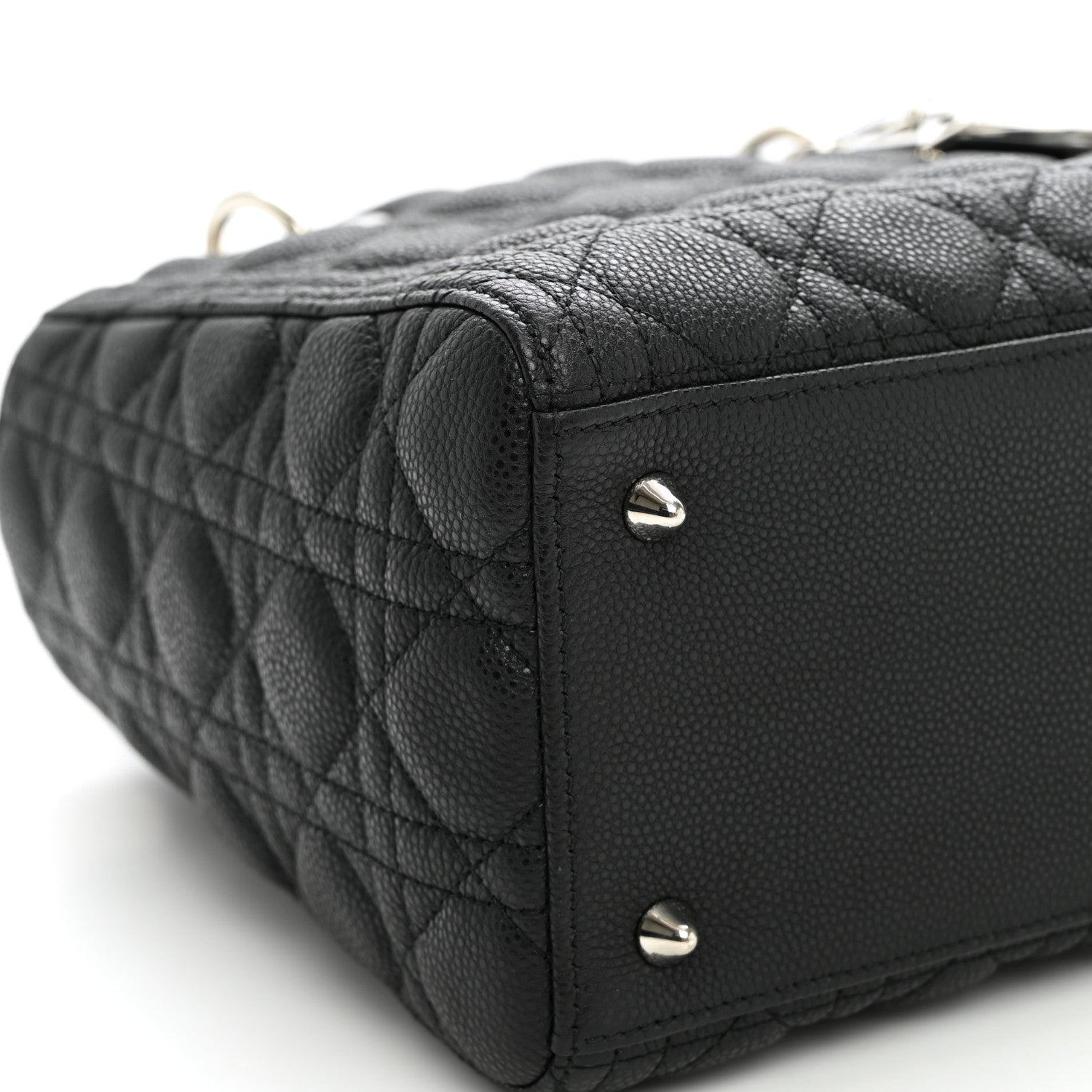 Christian Dior Grained Calfskin Cannage Medium Lady Dior Black 8 of 9