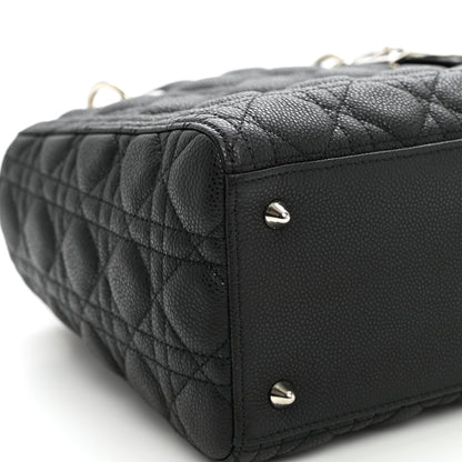 Christian Dior Grained Calfskin Cannage Medium Lady Dior Black 8 of 9