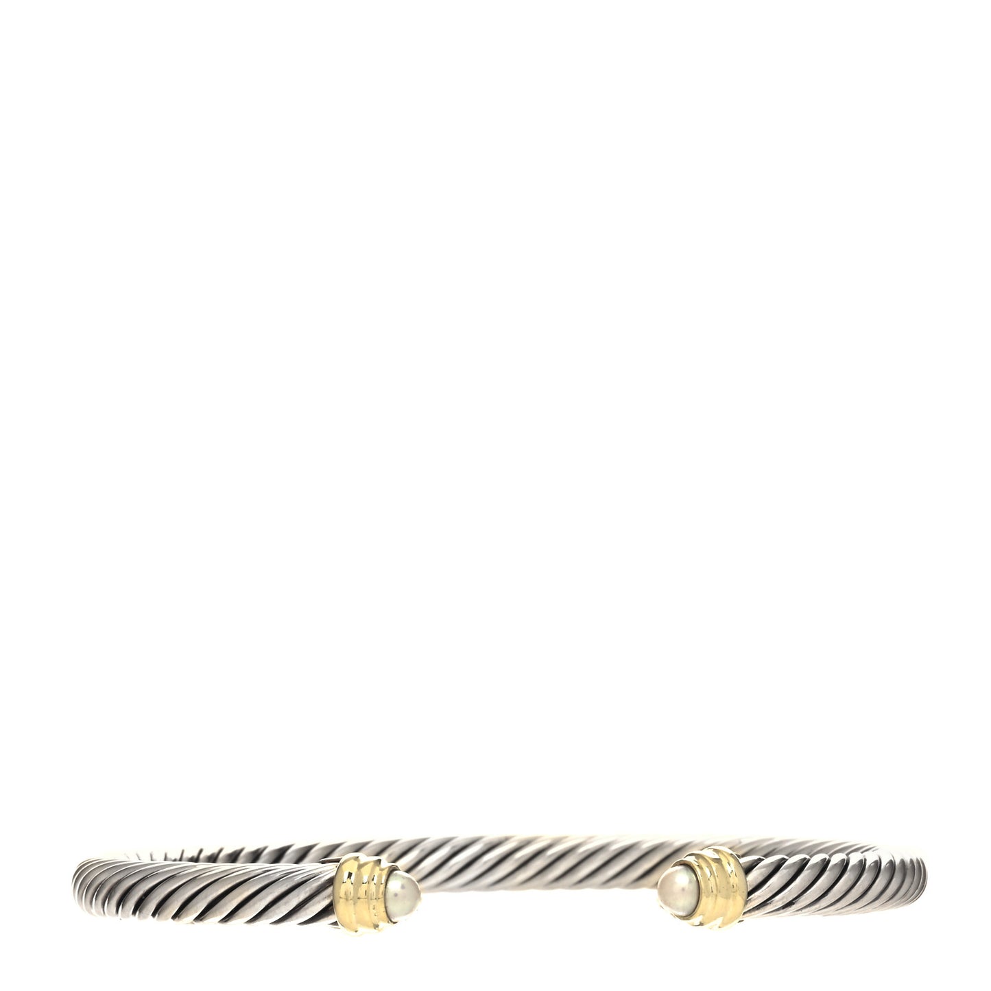 Sterling Silver 14K Yellow Gold Pearl 5mm Cable Classics Petite Color Bracelet