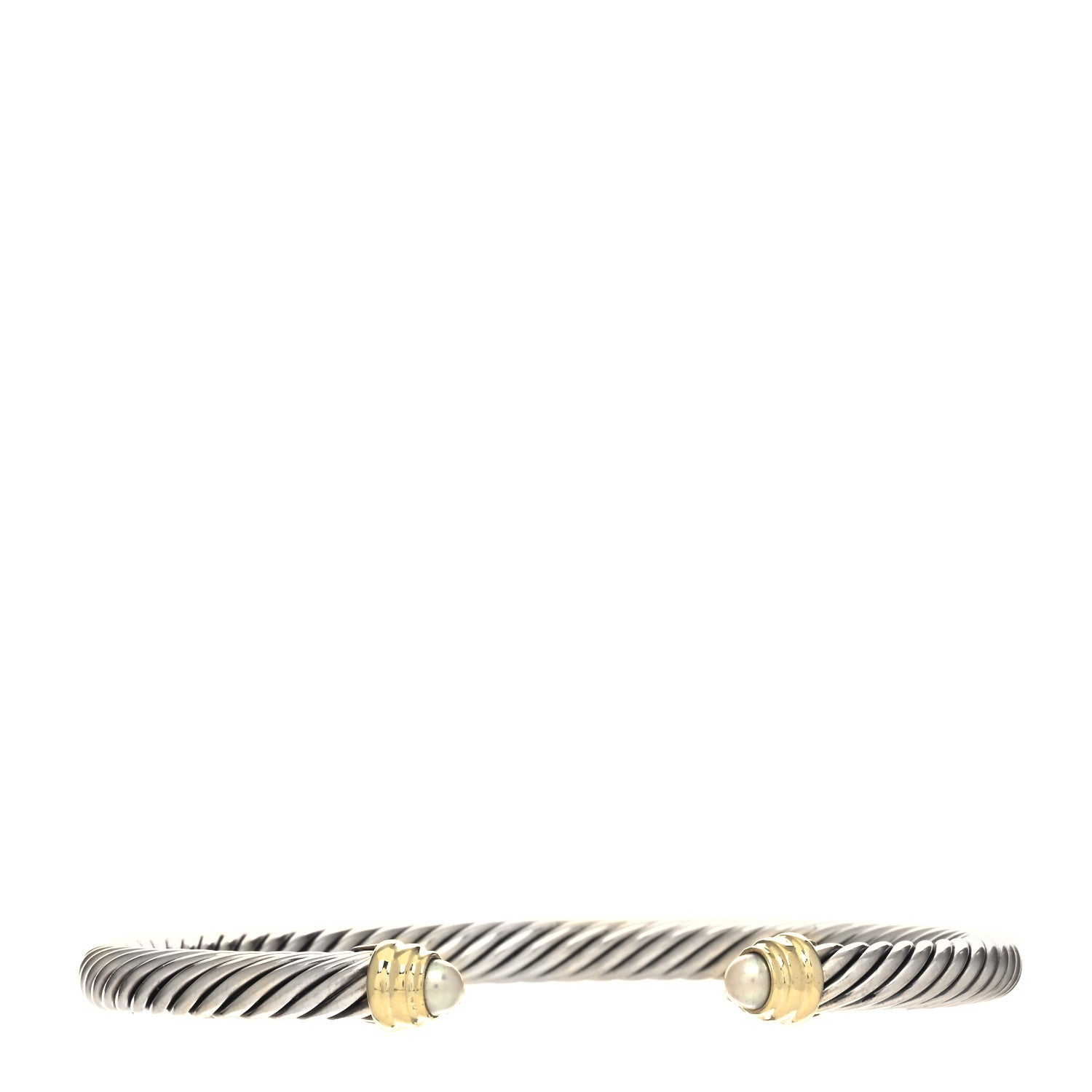 David Yurman Sterling Silver 14K Yellow Gold Pearl 5mm Cable Classics Petite Color Bracelet 1 of 3