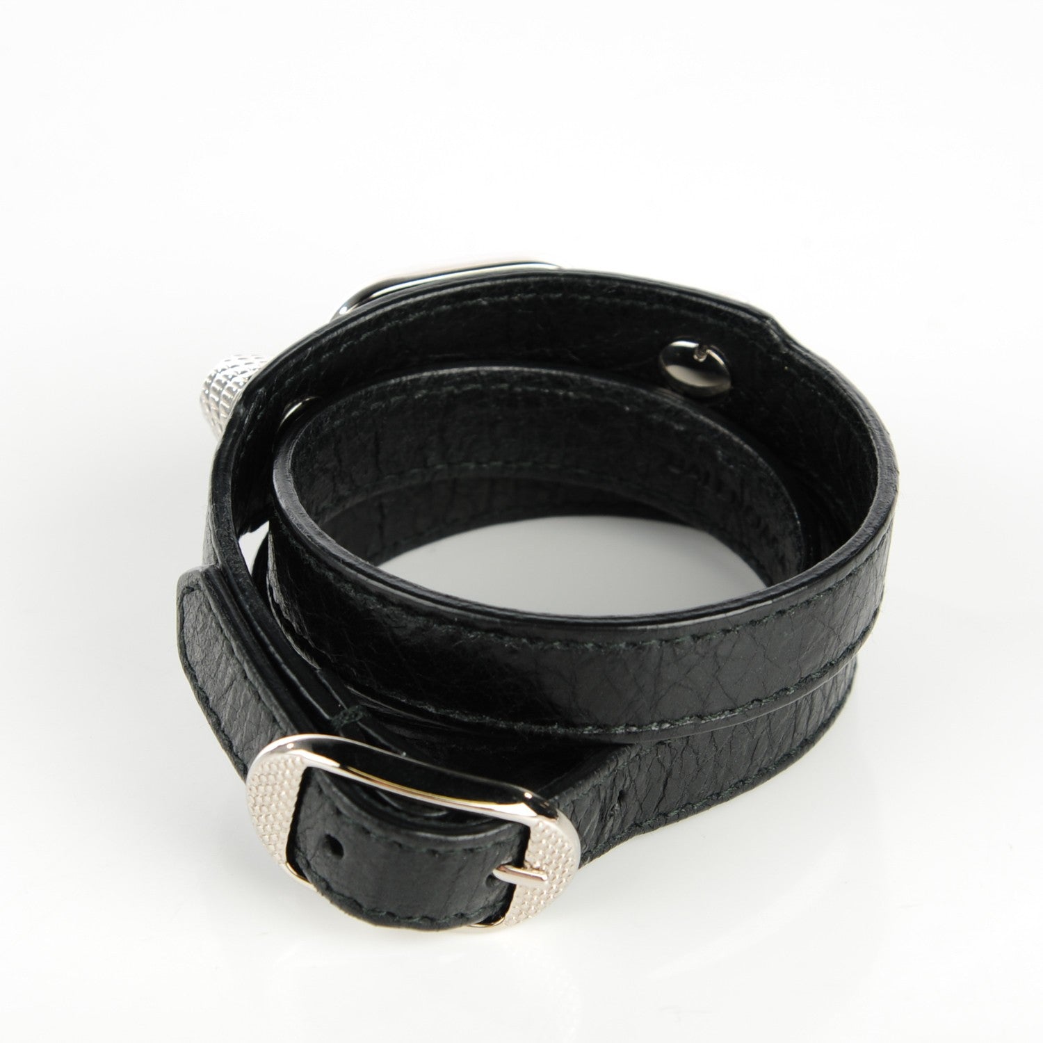 Balenciaga Agneau Giant Silver Hardware Triple Tour M Bracelet Black 3 of 7