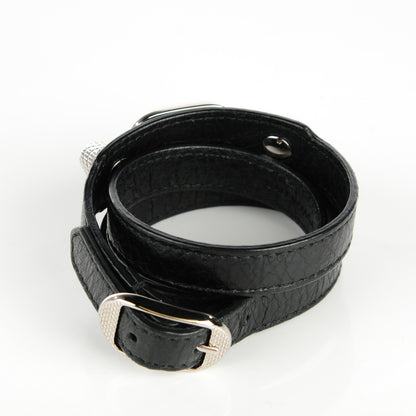 Balenciaga Agneau Giant Silver Hardware Triple Tour M Bracelet Black 3 of 7