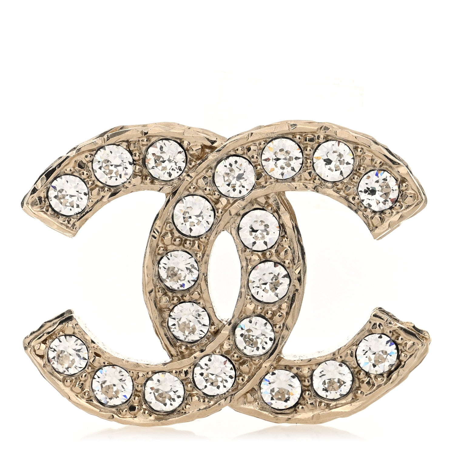 Chanel Crystal Textured CC Brooch Light Gold 1 of 4