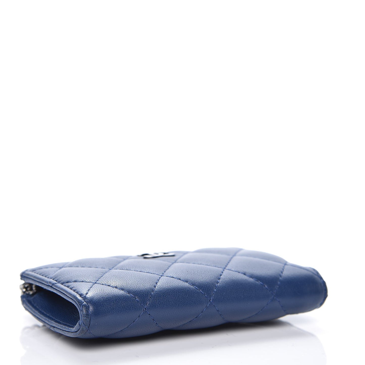 Lambskin Quilted Key Holder Case Blue