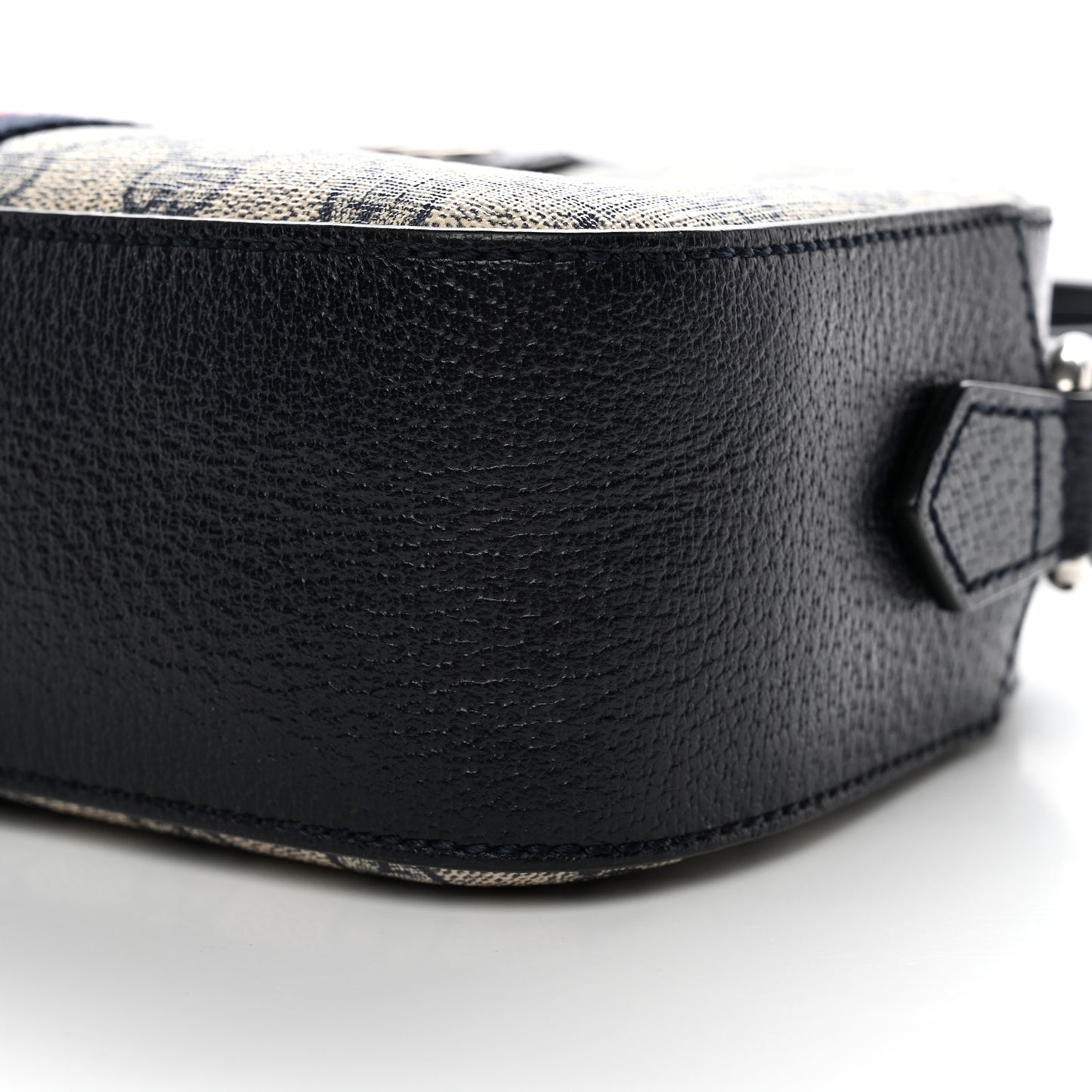 GG Supreme Monogram Textured Dollar Calfskin Web Small Ophidia Camera Bag Beige Blue
