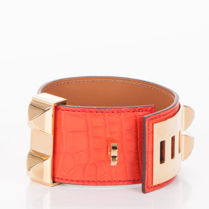 Hermes Matte Alligator Collier De Chien CDC Bracelet S Poppy 4 of 7