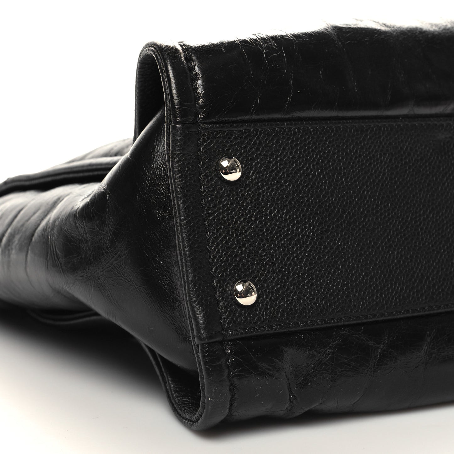 Glazed Calfskin Small Deauville Tote Black