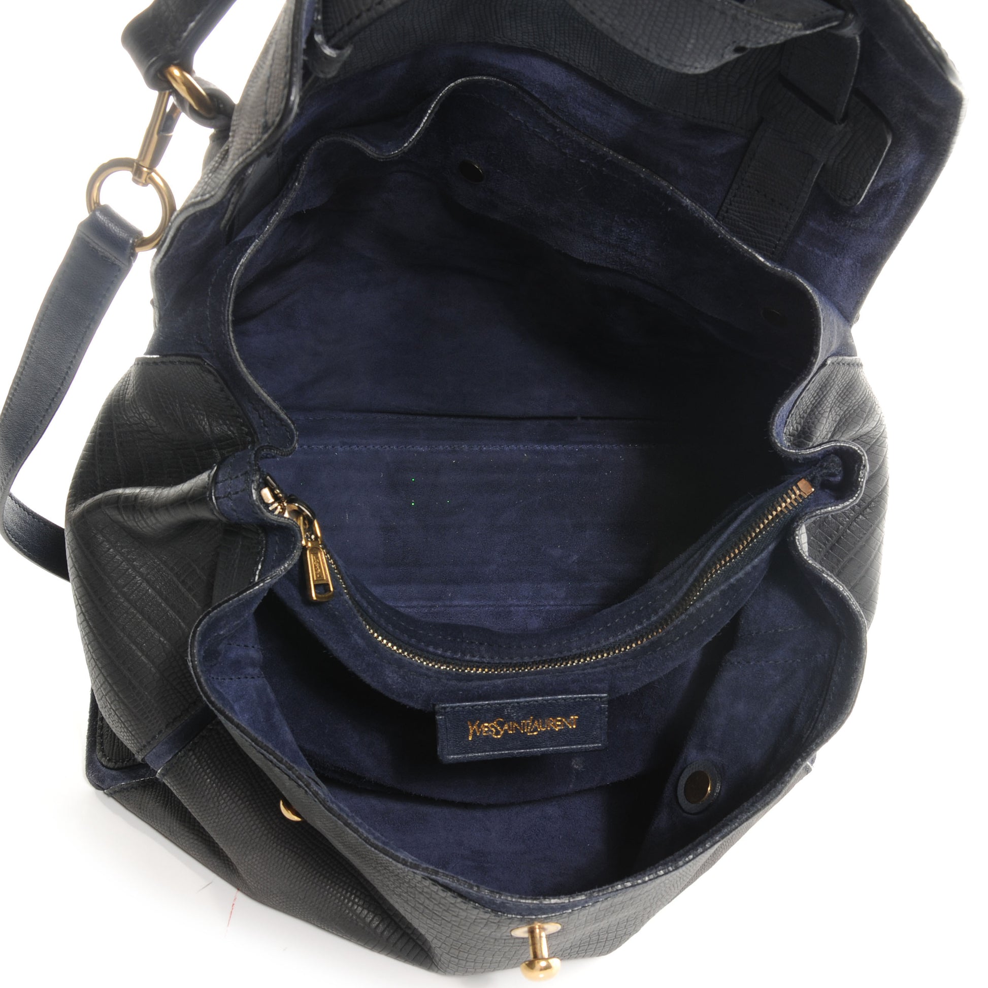 Saint Laurent Leather Lizard Embossed Muse Two Blue 5 of 9