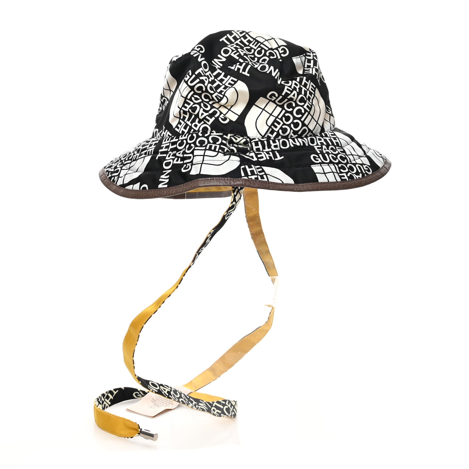 Gucci X THE NORTH FACE Nylon Reversible Self-Tie Bucket Hat Black Yellow 3 of 14