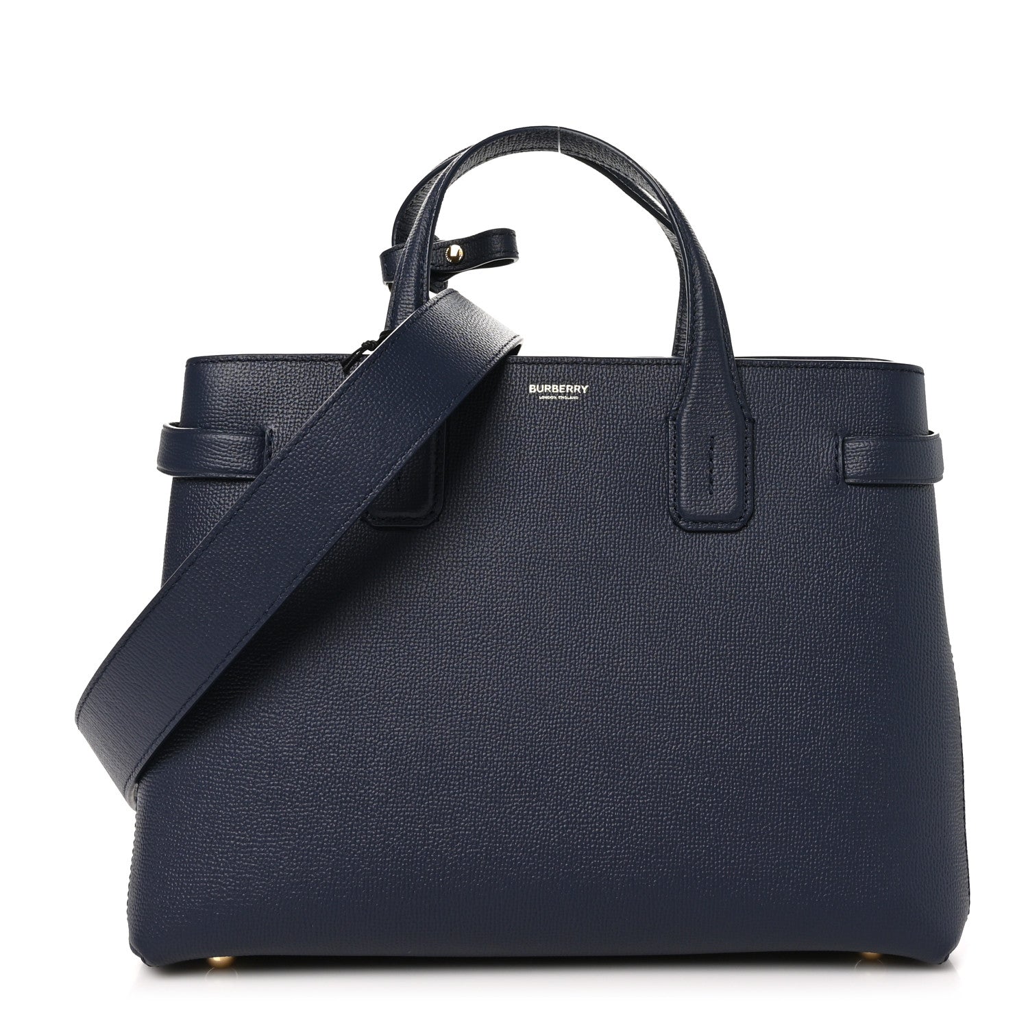Burberry Derby Calfskin Vintage Check Medium Banner Tote Regency Blue 1 of 11
