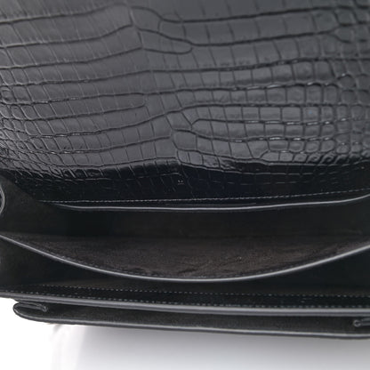 Saint Laurent Calfskin Crocodile Embossed Medium Monogram Sunset Black 4 of 4