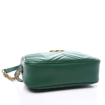 Gucci Calfskin Matelasse Small GG Marmont Chain Shoulder Bag Emerald Green 3 of 11