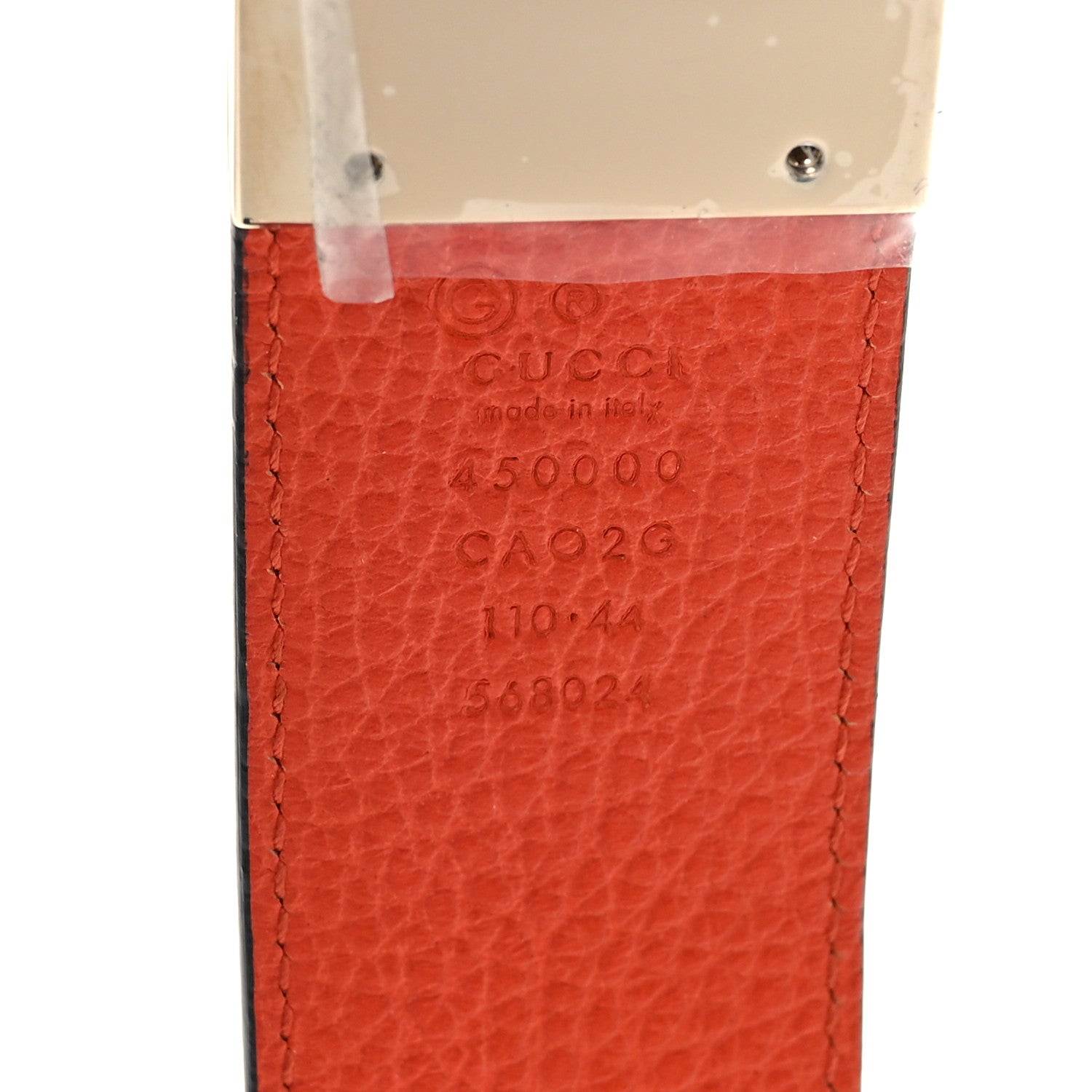 Gucci Dollar Calfskin 1973 Reversible Belt 110 44 Black Sun Orange 3 of 3
