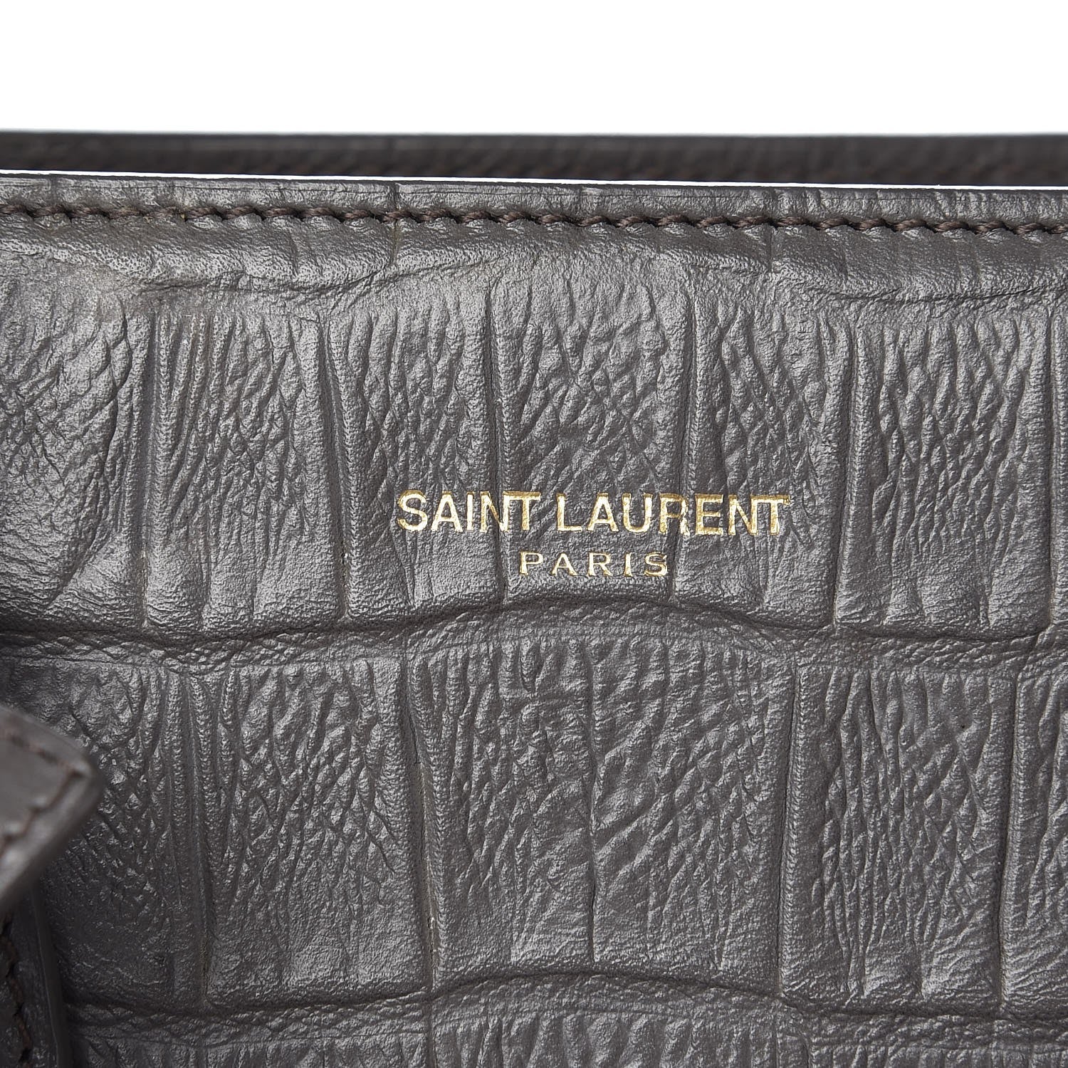 Saint Laurent Calfskin Crocodile Embossed Small Sac De Jour Earth 9 of 12